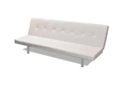 New vidaXL Schlafsofa mit 2 Kissen Kunstleder Ausziehbar Cremeweiß