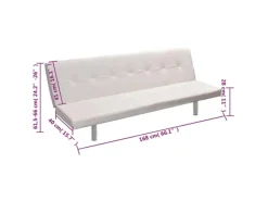 New vidaXL Schlafsofa mit 2 Kissen Kunstleder Ausziehbar Cremeweiß