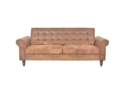 Hot vidaXL Schlafsofa mit Armlehnen Kunstleder braun