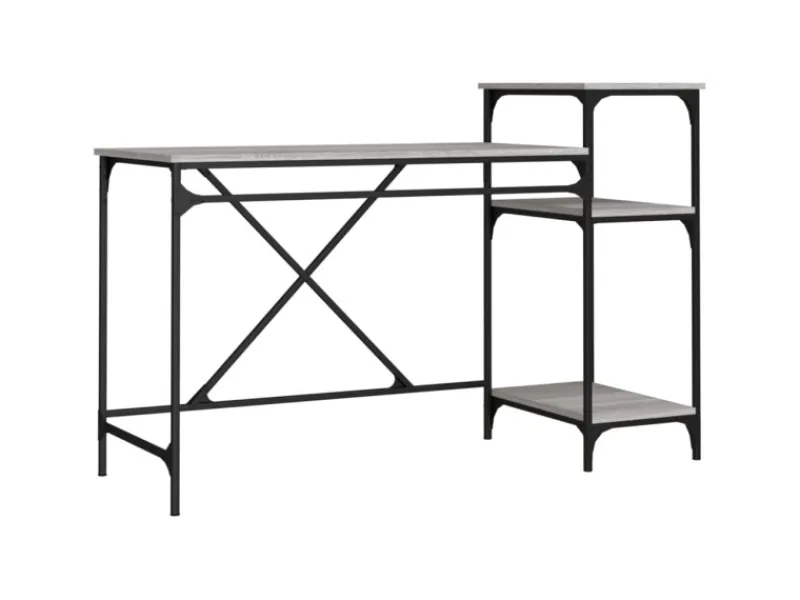 vidaXL Schreibtisch mit Regal Grau Sonoma 135x50x90 cm Holzwerkstoff 826712