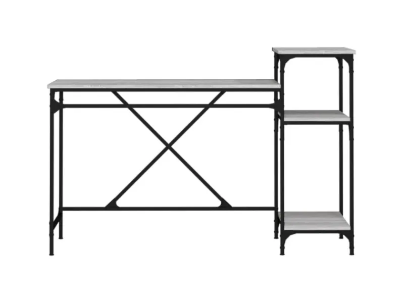 vidaXL Schreibtisch mit Regal Grau Sonoma 135x50x90 cm Holzwerkstoff 826712