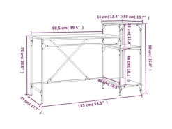Best vidaXL Schreibtisch mit Regal Sonoma-Eiche 135x50x90 cm Holzwerkstoff 826710 Sonoma Eiche