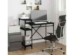 Best vidaXL Schreibtisch mit Regal 105x50x90cm Holzwerkstoff Eisen 826714 Schwarz