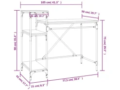 vidaXL Schreibtisch mit Regal Räuchereiche 105x50x90 cm Holzwerkstoff 826716