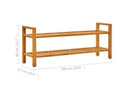 vidaXL Schuhregal mit 2 Etagen 100x27x40 cm Massivholz Eiche 331748