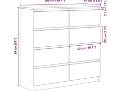 vidaXL Sideboard Artisan-Eiche 100x35x99 cm Holzwerkstoff 3328497