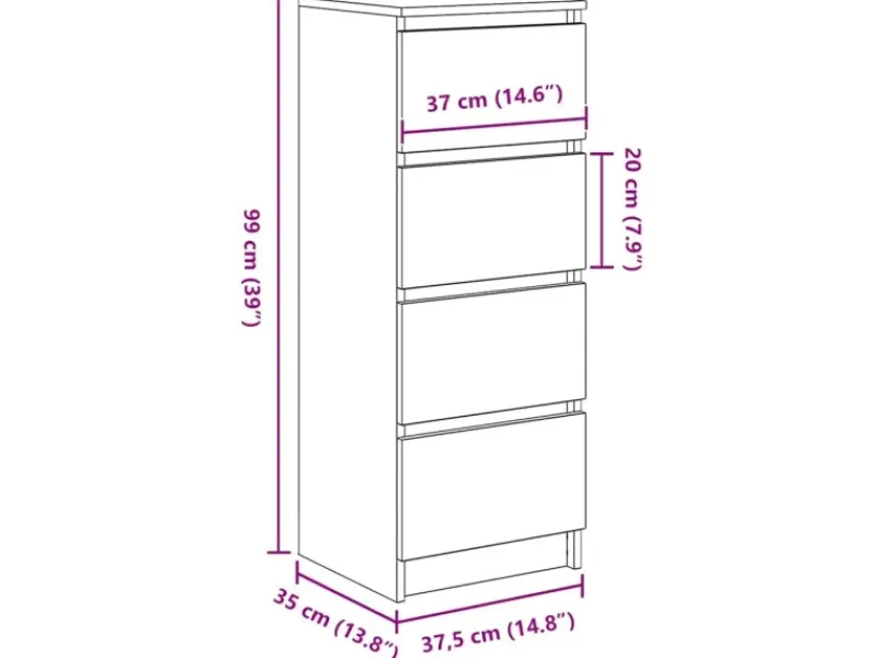vidaXL Sideboard Artisan-Eiche 37,5x35x99 cm Holzwerkstoff 861705