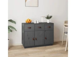 vidaXL Sideboard Grau 100x40x75 cm Massivholz Kiefer 820149