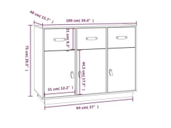 vidaXL Sideboard Grau 100x40x75 cm Massivholz Kiefer 820149