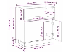 vidaXL Sideboard mit LED Schwarz Eichen-Optik 71 x 34,5 x 75 cm 869651