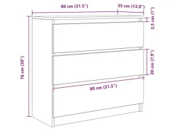 vidaXL Sideboard Schwarz Eichen-Optik 80x35x76 cm Holzwerkstoff 861734