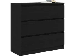 vidaXL Sideboard Schwarz Eichen-Optik 80x35x76 cm Holzwerkstoff 861734