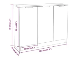 New vidaXL Sideboard Weiß 90,5x30x70 cm Holzwerkstoff 811187
