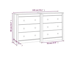 vidaXL Sideboard 140x35x80 cm Massivholz Kiefer 3114079