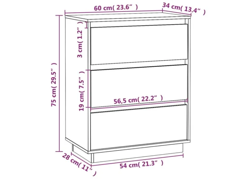 Sale vidaXL Sideboard 60x34x75 cm Massivholz Kiefer 813360 Natur