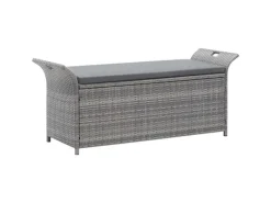 Discount vidaXL Sitzbank mit Stauraum und Kissen 138 cm Poly Rattan 45809 Grau