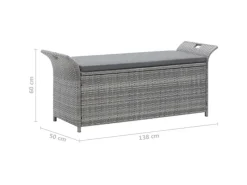Discount vidaXL Sitzbank mit Stauraum und Kissen 138 cm Poly Rattan 45809 Grau