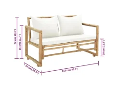 vidaXL 2-Sitzer Gartensofa mit Polstern Bambus