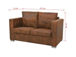 vidaXL 2-Sitzer Sofa 137 x 73 x 82 cm Künstliches Wildleder