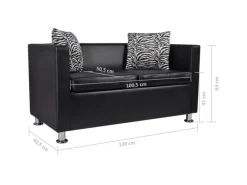 vidaXL 2-Sitzer-Sofa Kunstleder Schwarz Modell 1