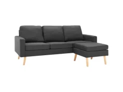 vidaXL 3-Sitzer-Sofa mit Hocker Dunkelgrau Stoff