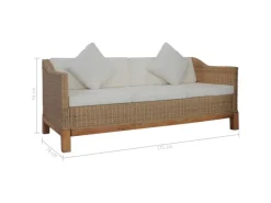 vidaXL 3-Sitzer-Sofa mit Polstern Natürliches Rattan Modell 1
