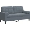 vidaXL 2-Sitzer-Sofa mit Zierkissen Dunkelgrau 140 cm Samt 2150046