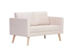 vidaXL 2-Sitzer-Sofa Stoff Cremeweiß Modell 1