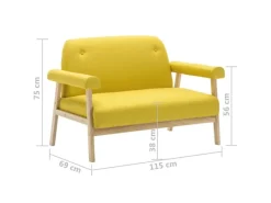 Online vidaXL 2-Sitzer-Sofa Stoff Gelb Modell 3