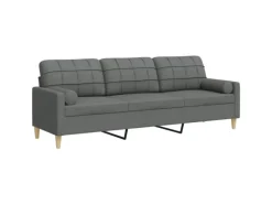 Discount vidaXL Sofa 3-Sitzer mit Zierkissen Dunkelgrau 210 cm Stoff 2158386