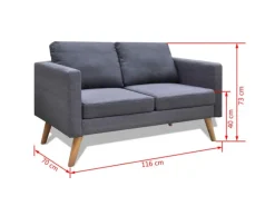 vidaXL Sofa 2-Sitzer Stoff Dunkelgrau