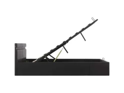 Sale vidaXL Stauraumbett Hydraulisch mit LED Schwarz Kunstleder 160x200 cm619306