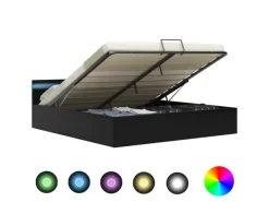 Sale vidaXL Stauraumbett Hydraulisch mit LED Schwarz Kunstleder 160x200 cm619306