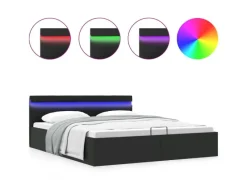 Best vidaXL Stauraumbett Hydraulisch mit LED Kunstleder 180x200 cm 285545 Schwarz