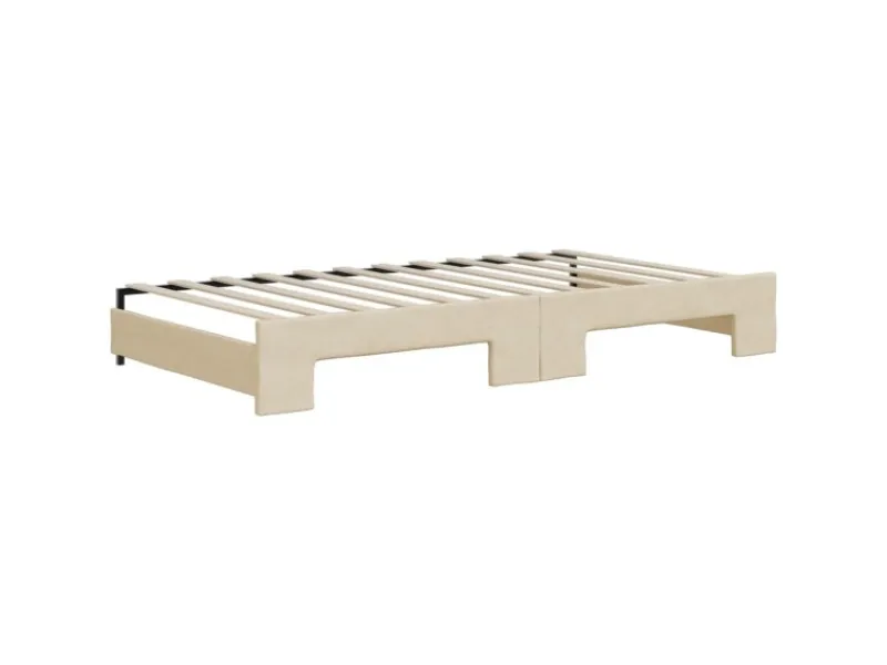 vidaXL Tagesbett Ausziehbar mit Schubladen Creme 100x200 cm Stoff1884542