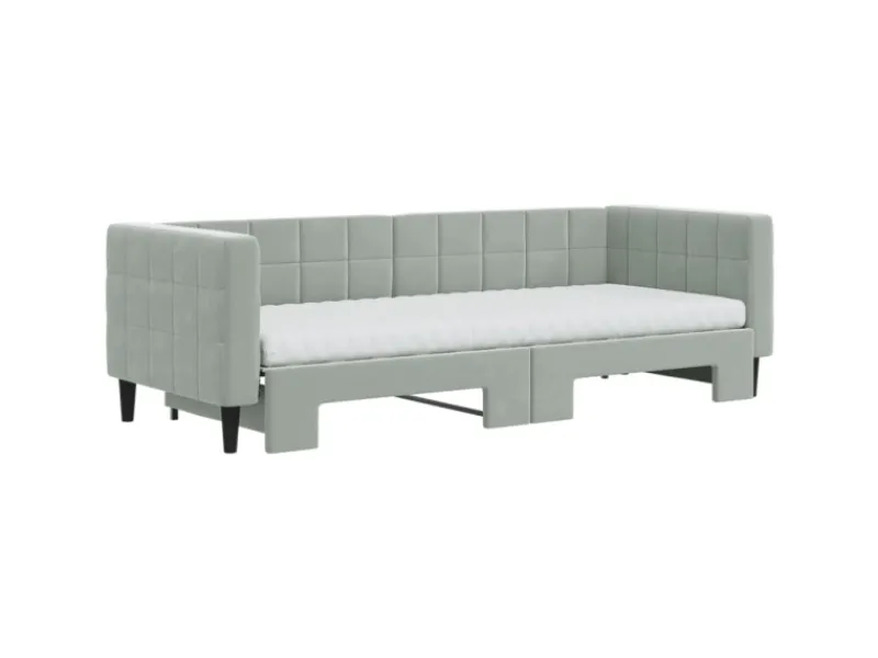 Discount vidaXL Tagesbett Ausziehbar mit Matratzen Hellgrau 80x200 cm Samt1847498