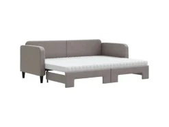 New vidaXL Tagesbett Ausziehbar mit Matratzen Taupe 80x200 cm Stoff1897449