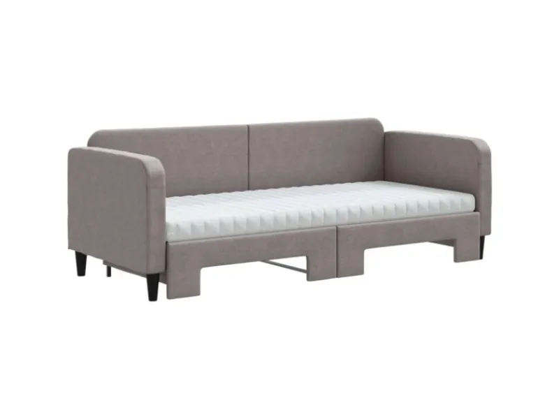 New vidaXL Tagesbett Ausziehbar mit Matratzen Taupe 80x200 cm Stoff1897449