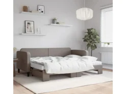 New vidaXL Tagesbett Ausziehbar mit Matratzen Taupe 80x200 cm Stoff1897449