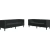 vidaXL 2-Tlg Chesterfield-Sofa-Set mit Nackenrollen Schwarz Samt 2144864