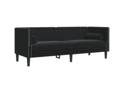vidaXL 2-Tlg Chesterfield-Sofa-Set mit Nackenrollen Schwarz Samt 2144864