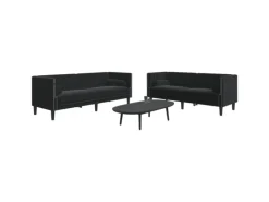 vidaXL 2-Tlg Chesterfield-Sofa-Set mit Nackenrollen Schwarz Samt 2144864