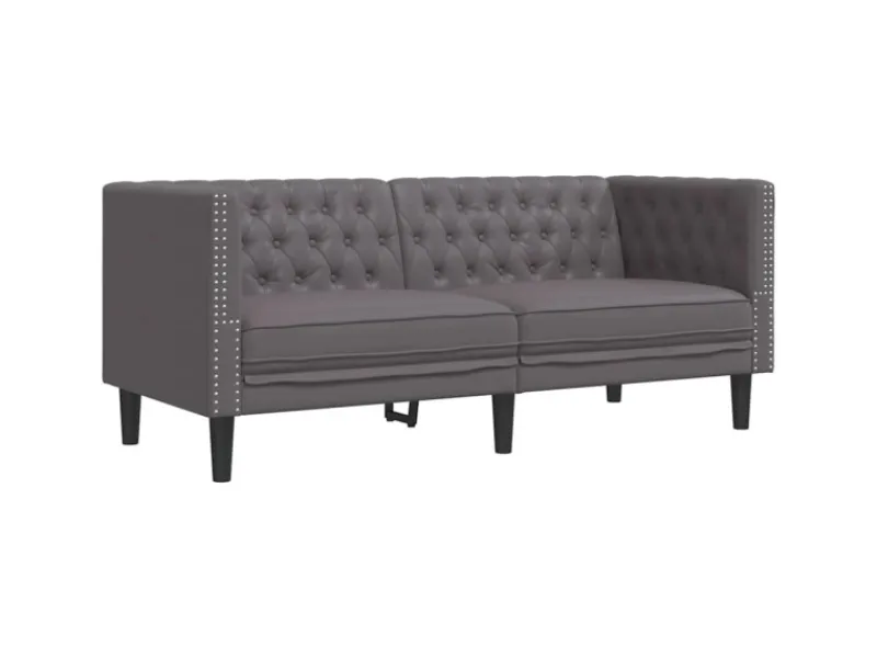 Best vidaXL 3-Tlg Chesterfield-Sofa-Set Kunstleder 3209270 Grau