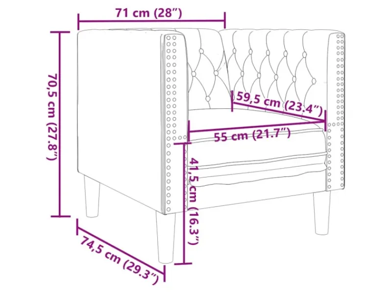 Best vidaXL 3-Tlg Chesterfield-Sofa-Set Kunstleder 3209270 Grau