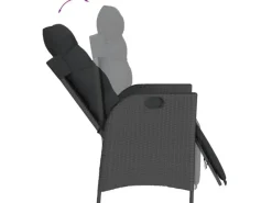 vidaXL 9-tlg Garten-Essgruppe mit Kissen Schwarz Poly Rattan Modell 98