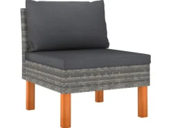 vidaXL 4-tlg Garten-Lounge-Set mit Kissen Poly Rattan Grau Modell 1