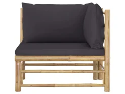 vidaXL 2-tlg Garten-Lounge-Set mit Dunkelgrauen Kissen Bambus Modell 1