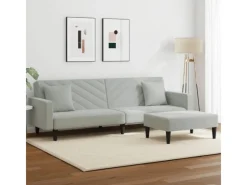 Sale vidaXL 2-Tlg Sofagarnitur mit Kissen Samt 3216268 Hellgrau