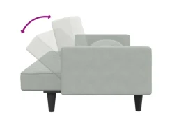 Sale vidaXL 2-Tlg Sofagarnitur mit Kissen Samt 3216268 Hellgrau