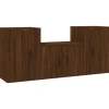 vidaXL 3-tlg. TV-Schrank-Set Braun Eichen-Optik Holzwerkstoff 1